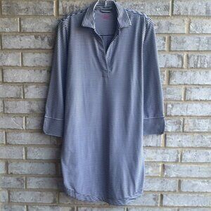 Vineyard Vines Sankaty 3/4 Sleeve Collared Striped Polo Shirt Dress Size S